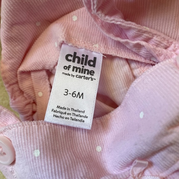 3/$20 child of mine 3-6 month pink with white polka dots overalls - Picture 2 of 3